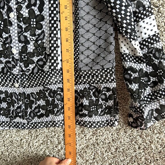 La Cera Women's M Floral Polka Dot Button-Down Shirt Blouse Casual Top - Picture 6 of 8